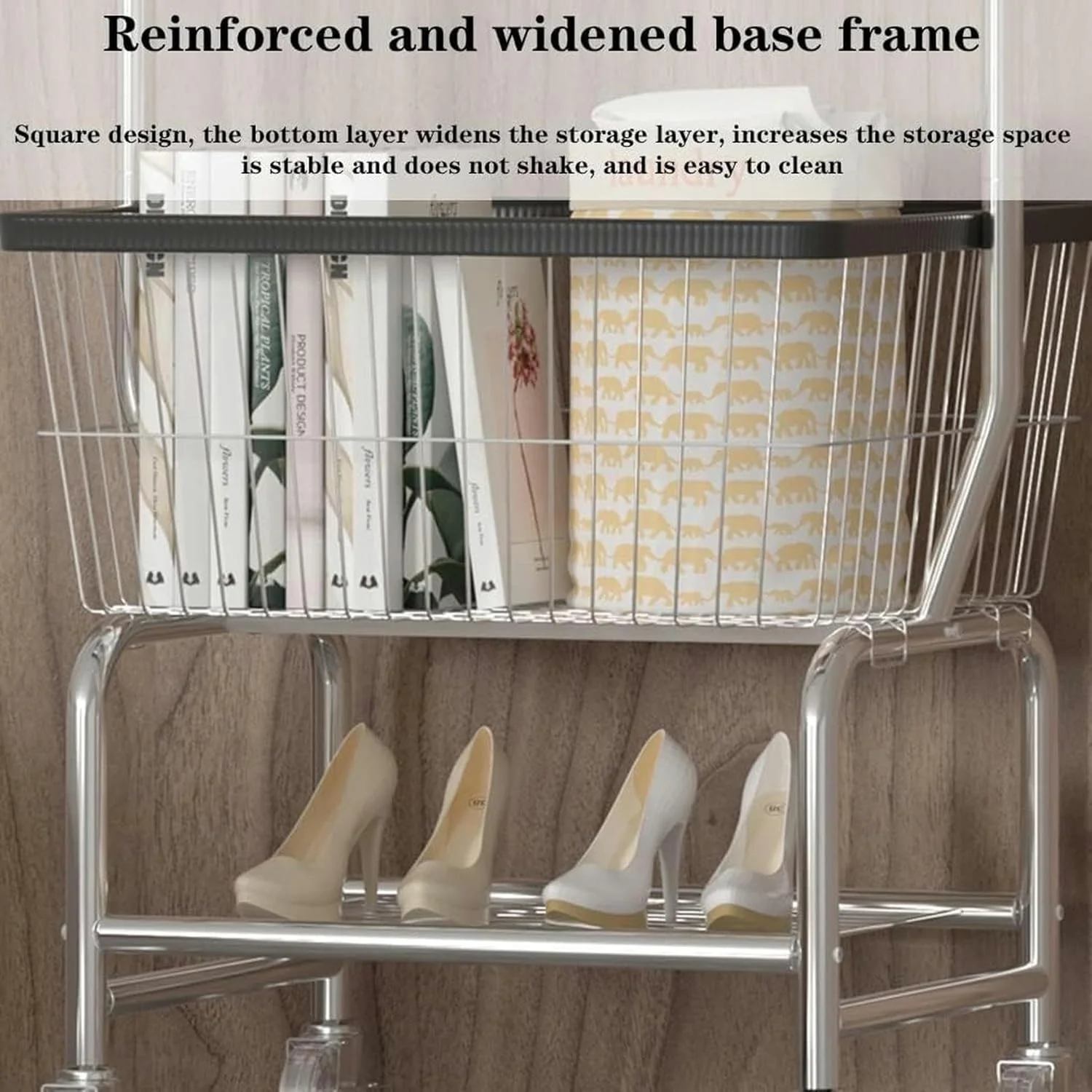 آویز لباس استیل مات، مناسب لباس، جاکفشی، آویز با قابلیت جدا شدن مستقل، دارای قسمت مجزا برای کلاه و کفش (E-50 * 40 * 180 سانتی متر)