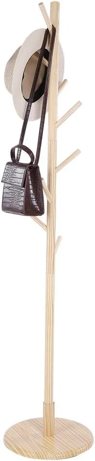 چوب لباسی ایستاده چوبی هافی، رخت آویز عمودی برای لباس، کلاه، کیف، ژاکت، شال، دستکش، 8 آویز (شفاف) چوب لباسی ایستاده چوبی هافی، رخت آویز عمودی برای لباس، کلاه، کیف، ژاکت، شال، دستکش، 8 آویز (شفاف)