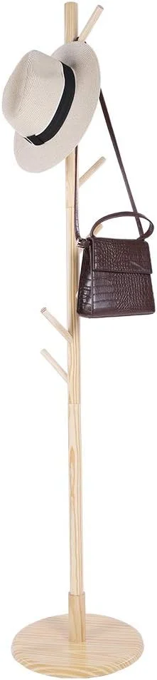 چوب لباسی ایستاده چوبی هافی، رخت آویز عمودی برای لباس، کلاه، کیف، ژاکت، شال، دستکش، 8 آویز (شفاف) چوب لباسی ایستاده چوبی هافی، رخت آویز عمودی برای لباس، کلاه، کیف، ژاکت، شال، دستکش، 8 آویز (شفاف)