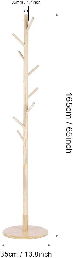 چوب لباسی ایستاده چوبی هافی، رخت آویز عمودی برای لباس، کلاه، کیف، ژاکت، شال، دستکش، 8 آویز (شفاف) چوب لباسی ایستاده چوبی هافی، رخت آویز عمودی برای لباس، کلاه، کیف، ژاکت، شال، دستکش، 8 آویز (شفاف)