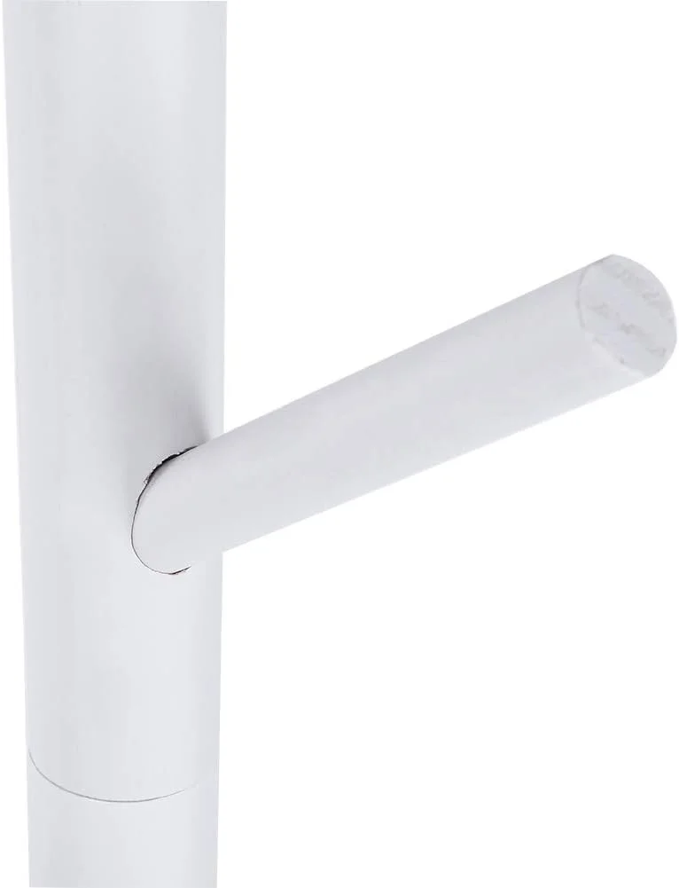 چوب لباسی ایستاده چوبی Haofy، آویز عمودی برای لباس، کلاه، کیف، ژاکت، شال، دستکش، 8 آویز (سفید)