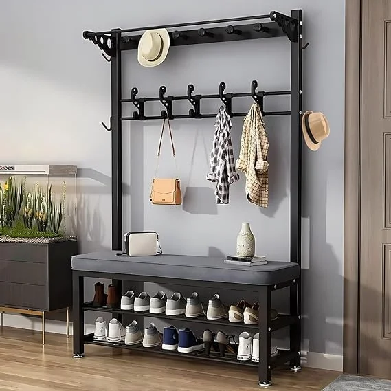 جاکفشی Hcosmy، نیمکت صندلی کفش، جاکفشی و رخت آویز چند منظوره، رخت آویز ایستاده صنعتی با نیمکت، درخت رخت آویز ایستاده، قفسه نگهداری ورودی، برای اتاق نشیمن، راهرو جاکفشی Hcosmy، نیمکت صندلی کفش، جاکفشی و رخت آویز چند منظوره، رخت آویز ایستاده صنعتی با نیمکت، درخت رخت آویز ایستاده، قفسه نگهداری ورودی، برای اتاق نشیمن، راهرو