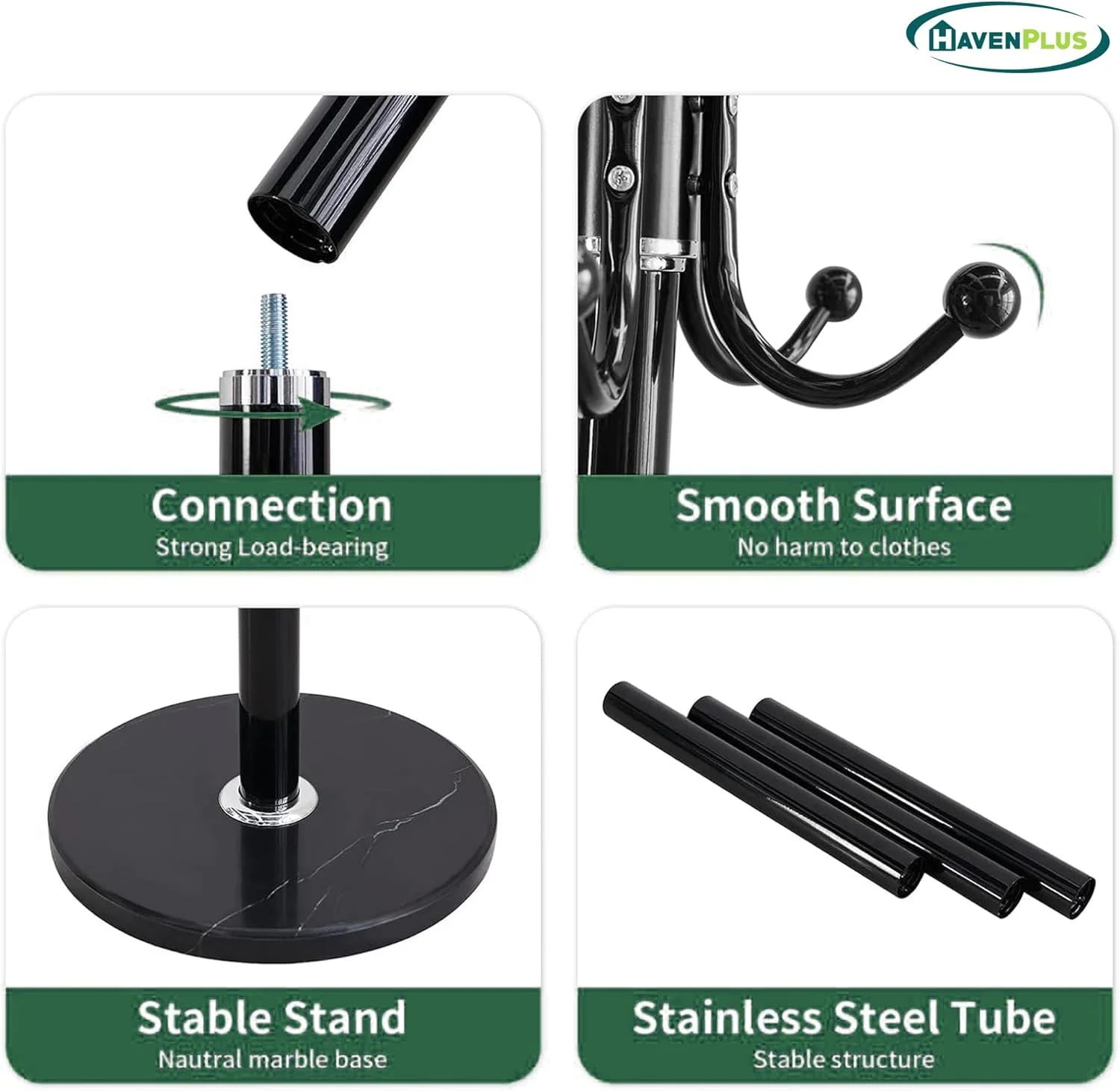 آویز لباس ایستاده فلزی HavenPlus، آویز لباس مدرن و کم جا با قلاب آویز لباس ایستاده فلزی HavenPlus، آویز لباس مدرن و کم جا با قلاب