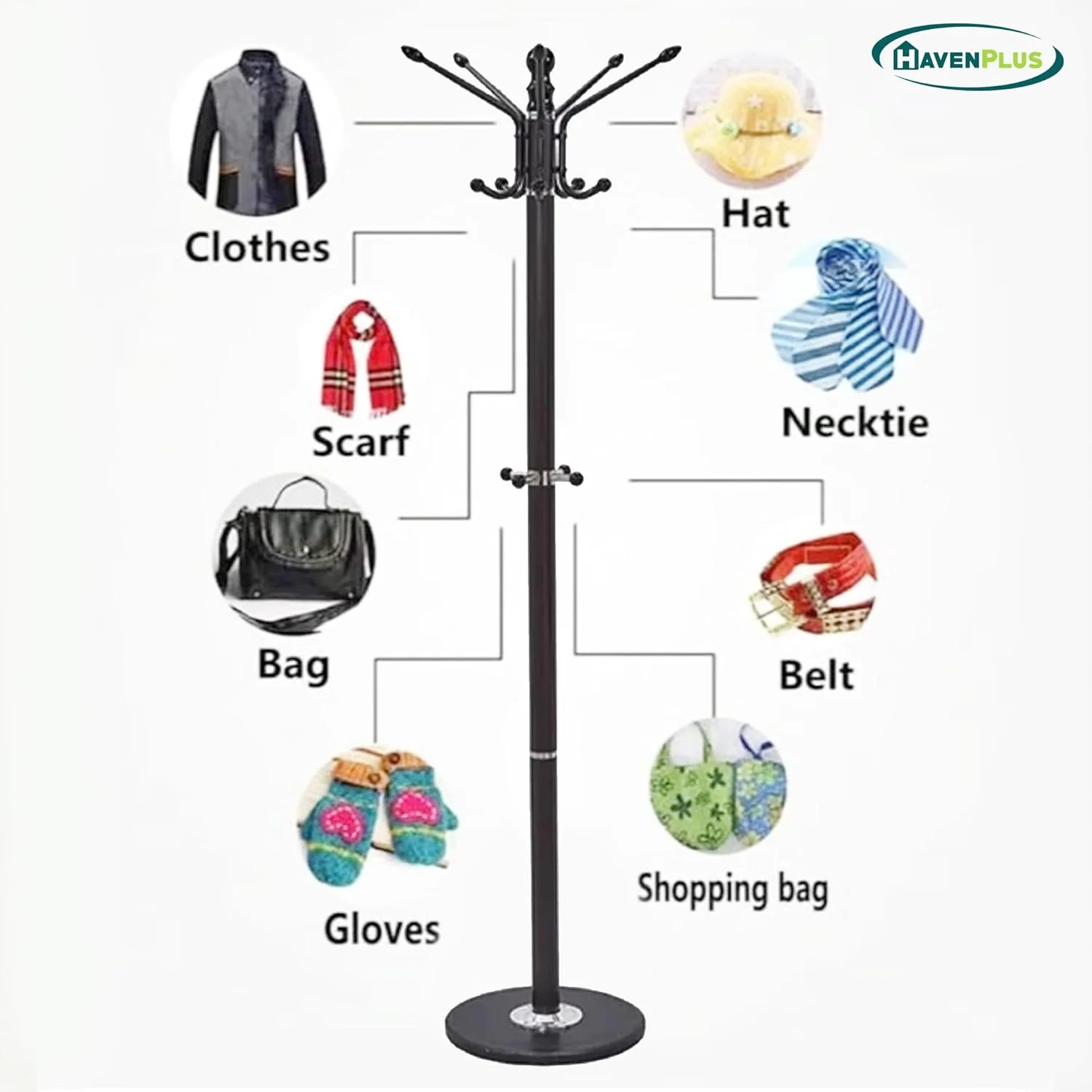 آویز لباس ایستاده فلزی HavenPlus، آویز لباس مدرن و کم جا با قلاب آویز لباس ایستاده فلزی HavenPlus، آویز لباس مدرن و کم جا با قلاب