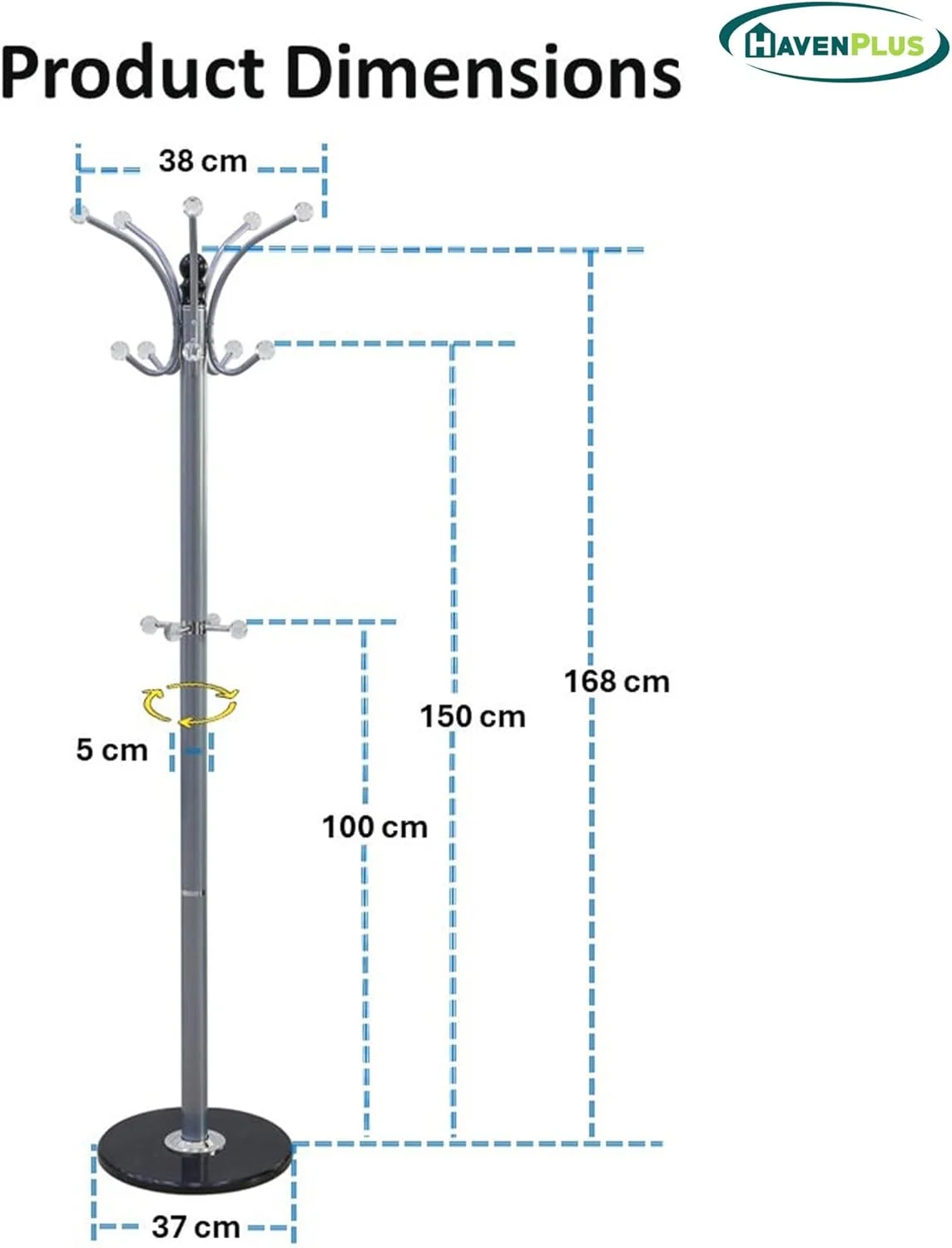 آویز لباس ایستاده فلزی HavenPlus، آویز لباس مدرن و کم جا با قلاب آویز لباس ایستاده فلزی HavenPlus، آویز لباس مدرن و کم جا با قلاب