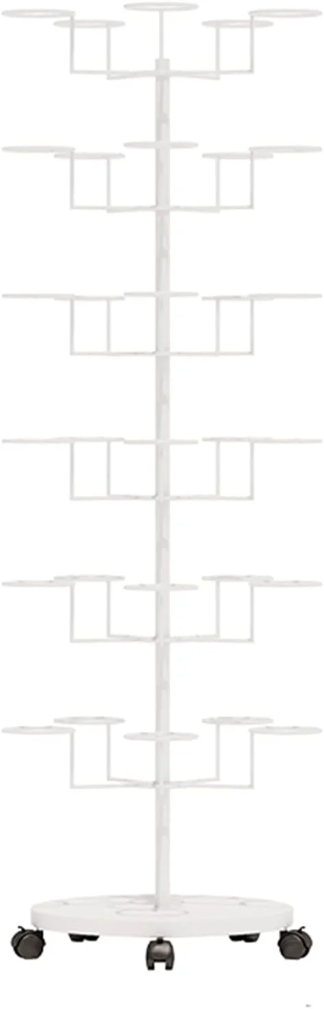 رگال کلاه ایستاده سنگین - استند چرخ دار نمایش کلاه و کلاه گیس، قفسه فلزی درختی با ظرفیت زیاد، راه حل مدرن نگهداری کلاه برای کلکسیون کلاه (سفید - 6 طبقه) رگال کلاه ایستاده سنگین - استند چرخ دار نمایش کلاه و کلاه گیس، قفسه فلزی درختی با ظرفیت زیاد، راه حل مدرن نگهداری کلاه برای کلکسیون کلاه (سفید - 6 طبقه)