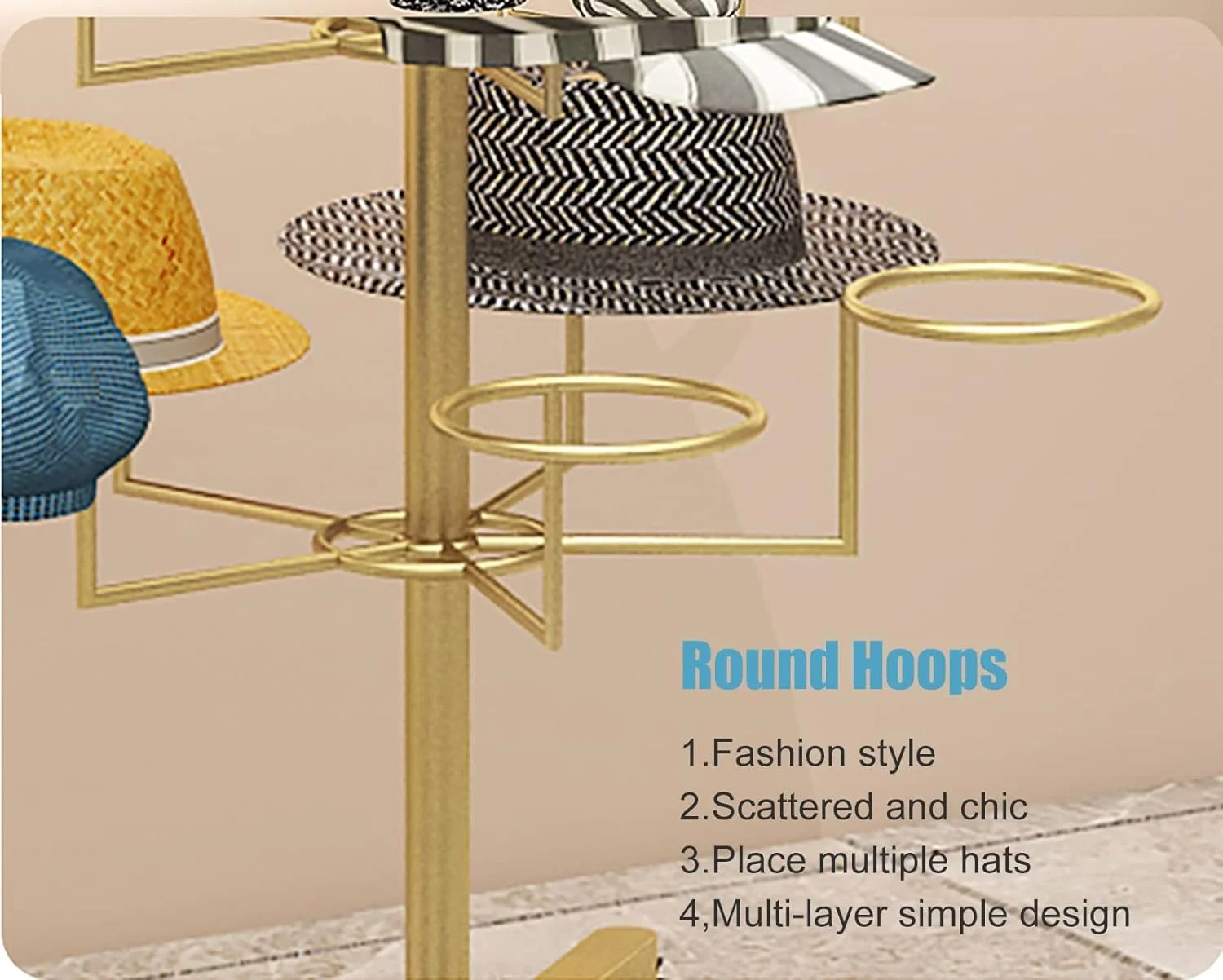 رگال کلاه ایستاده سنگین - استند چرخ دار نمایش کلاه و کلاه گیس، قفسه فلزی درختی با ظرفیت زیاد، راه حل مدرن نگهداری کلاه برای کلکسیون کلاه (سفید - 6 طبقه)
