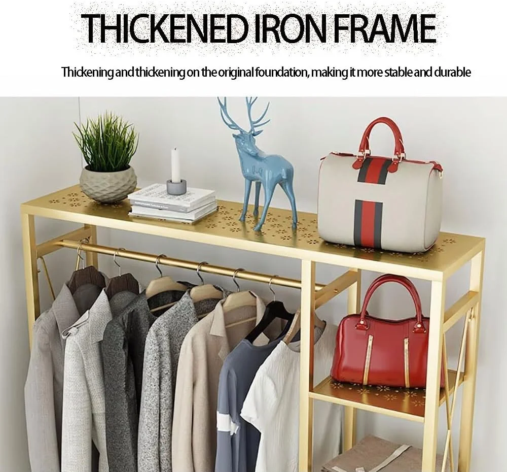 ریل لباس فلزی سنگین - رگال لباس ایستاده با 4 طبقه، رخت آویز چند منظوره برای خانه و اتاق خواب، راه حل های ذخیره سازی متنوع - 90/120/150 سانتی متر (A-150X30X155 سانتی متر)