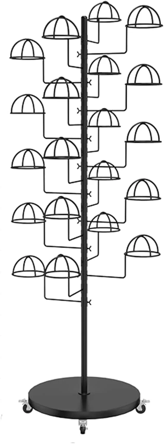 کابینت نمایش کلاه، قفسه نگهداری و سازمان دهنده کلاه با چرخ - استند نمایش چند لایه، برای کلاههای کابویی/کلاهگیس - قفسه درختی کلاه تجاری، با قابلیت جابجایی کابینت نمایش کلاه، قفسه نگهداری و سازمان دهنده کلاه با چرخ - استند نمایش چند لایه، برای کلاههای کابویی/کلاهگیس - قفسه درختی کلاه تجاری، با قابلیت جابجایی