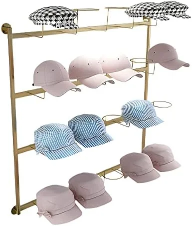 آویز کلاه دیواری با 20 حلقه، استند نمایش کلاه گیس فلزی مدرن با ظرفیت بالا برای کلاه های بیسبال/کلاه های کابویی/کلاه های فدورا، مونتاژ آسان (طلایی) آویز کلاه دیواری با 20 حلقه، استند نمایش کلاه گیس فلزی مدرن با ظرفیت بالا برای کلاه های بیسبال/کلاه های کابویی/کلاه های فدورا، مونتاژ آسان (طلایی)