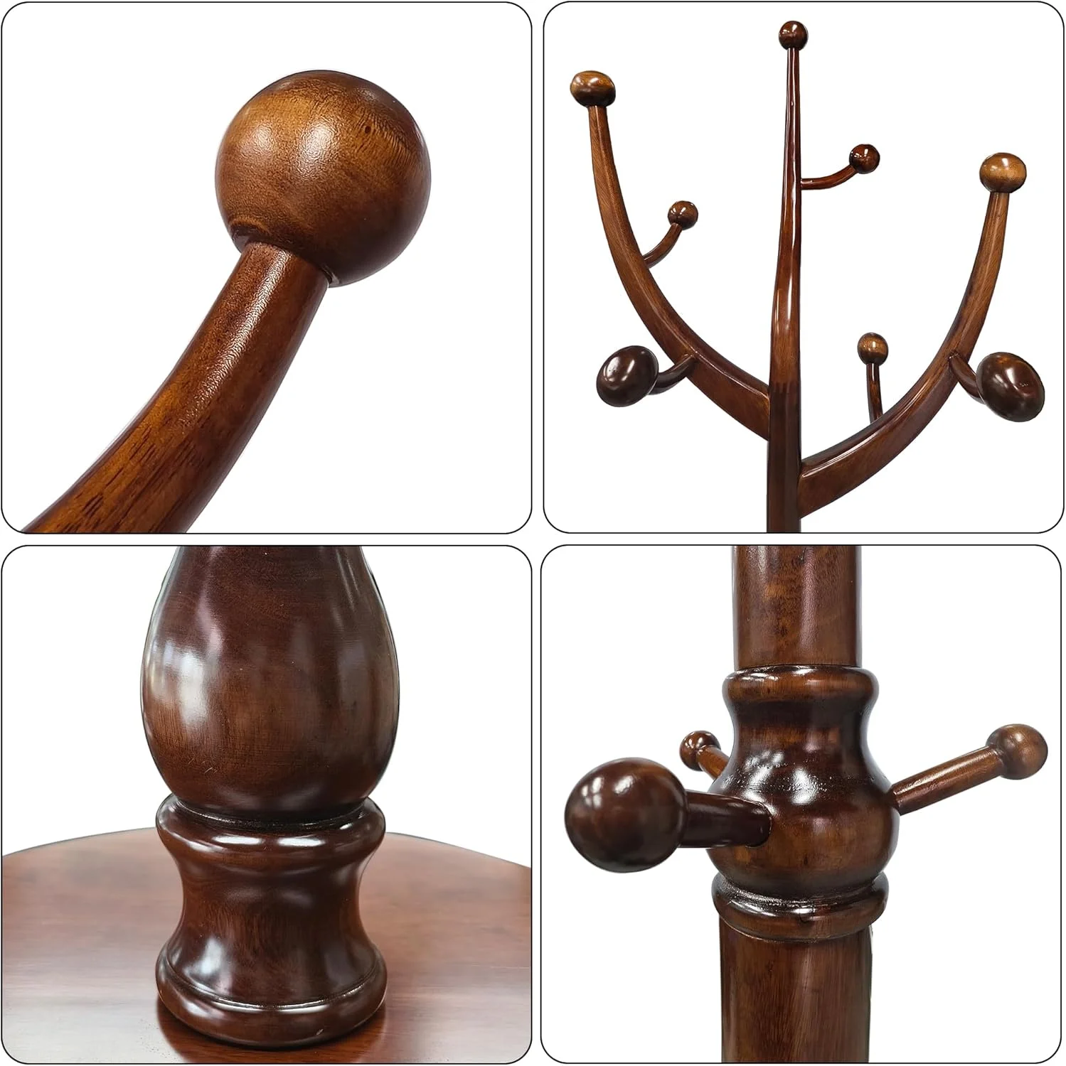 چوب لباسی ایستاده HOMEFORT، چوب لباسی چوبی با 11 آویز، چوب لباسی چوبی رابر با پایه گرد محکم، جالباسی کلاه وینتیج برای ورودی، راهرو، اتاق خواب، گردویی چوب لباسی ایستاده HOMEFORT، چوب لباسی چوبی با 11 آویز، چوب لباسی چوبی رابر با پایه گرد محکم، جالباسی کلاه وینتیج برای ورودی، راهرو، اتاق خواب، گردویی