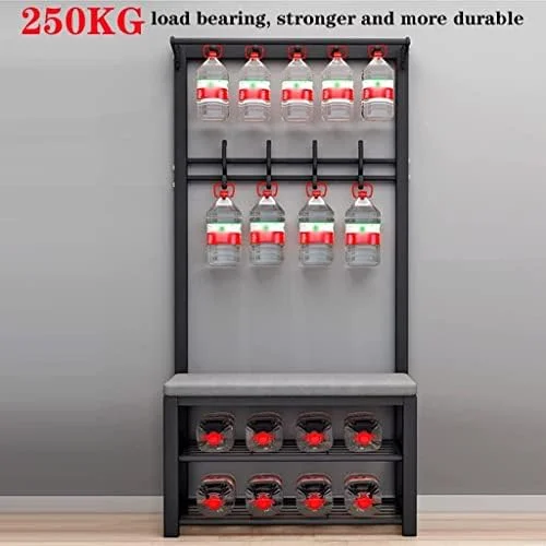 جالباسی فلزی ایستاده با 12 آویز، مناسب برای ورودی منزل، بهینه ساز فضا، صورتی 170*33*100 سانتی متر