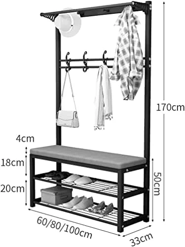 جالباسی فلزی ایستاده با 12 آویز، مناسب برای ورودی منزل، سازمان دهنده کارآمد فضا، صورتی 100*33*170 سانتی متر