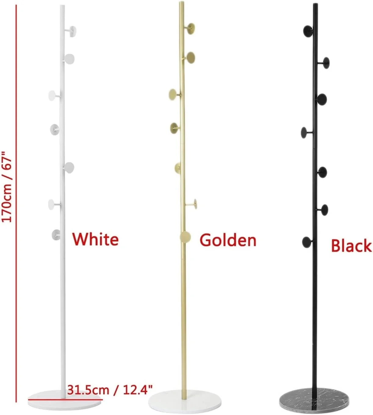 رخت آویز ایستاده 7 شاخه - فلزی طرح درختی برای کت، کلاه و کیف - راه حل شیک برای نگهداری وسایل در ورودی منزل