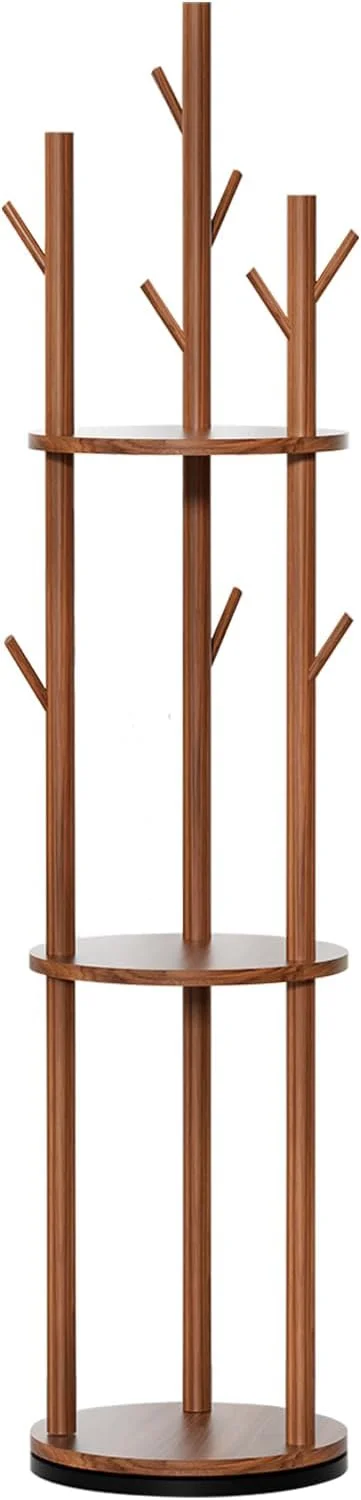 جالباسی، چرخشی، چوب جامد با 9 آویز و 3 طبقه، ارتفاع 170 سانتی متر، طرح درختی، مناسب راهرو، اتاق خواب، دفتر کار، چند منظوره (گردویی) جالباسی، چرخشی، چوب جامد با 9 آویز و 3 طبقه، ارتفاع 170 سانتی متر، طرح درختی، مناسب راهرو، اتاق خواب، دفتر کار، چند منظوره (گردویی)