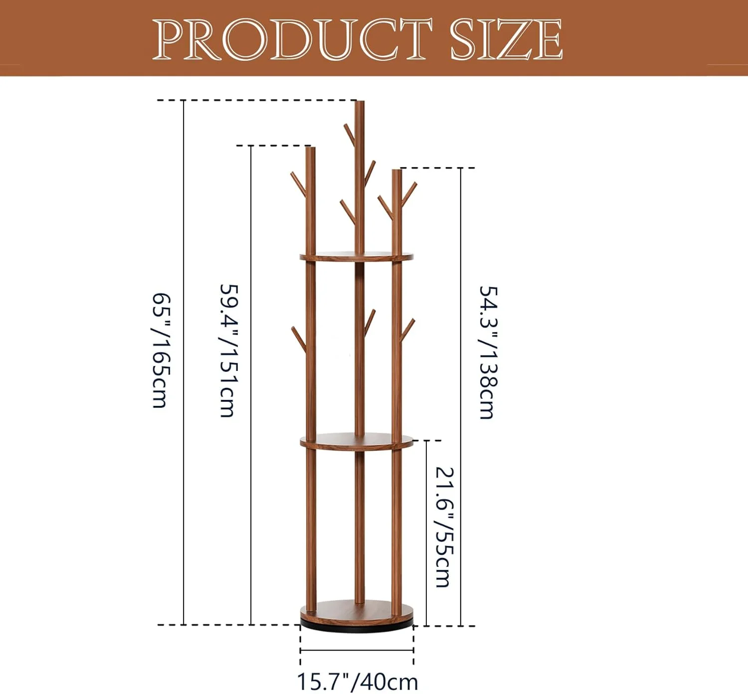 جالباسی، چرخشی، چوب جامد با 9 آویز و 3 طبقه، ارتفاع 170 سانتی متر، طرح درختی، مناسب راهرو، اتاق خواب، دفتر کار، چند منظوره (گردویی) جالباسی، چرخشی، چوب جامد با 9 آویز و 3 طبقه، ارتفاع 170 سانتی متر، طرح درختی، مناسب راهرو، اتاق خواب، دفتر کار، چند منظوره (گردویی)