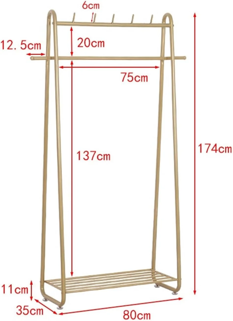 آویز لباس JUNCHENG1008 طلایی، قفسه نگهداری اتاق خواب، قفسه مدرن آویز لباس خانگی، آویز لباس چند منظوره فضای باز (طلایی)