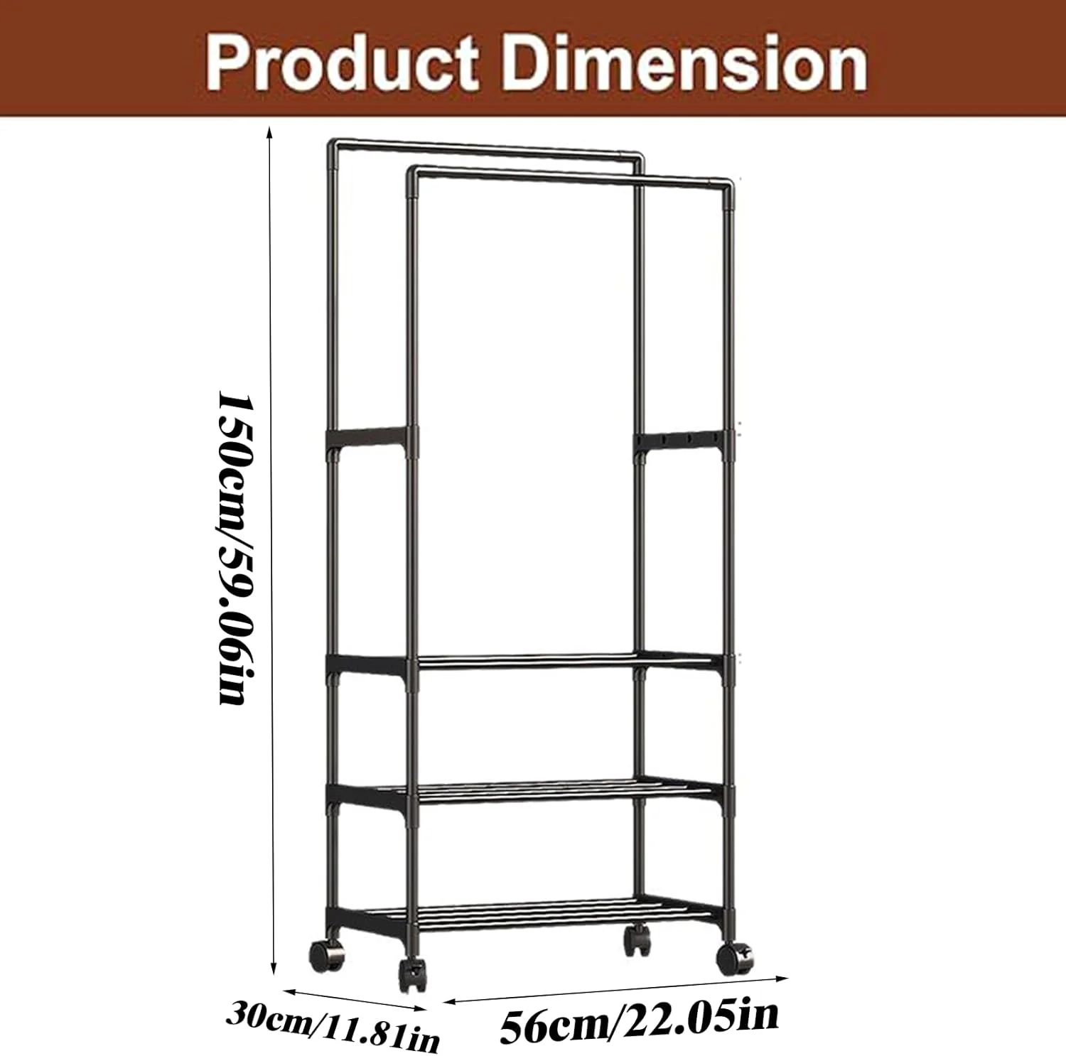 رگال لباس KUKUMAJI، رگال آویز لباس دو میله ای، استند سازمان دهنده لباس سنگین، استوریج چند منظوره با چرخ برای پیراهن، لباس، اتاق خواب، کمد، رختکن رگال لباس KUKUMAJI، رگال آویز لباس دو میله ای، استند سازمان دهنده لباس سنگین، استوریج چند منظوره با چرخ برای پیراهن، لباس، اتاق خواب، کمد، رختکن