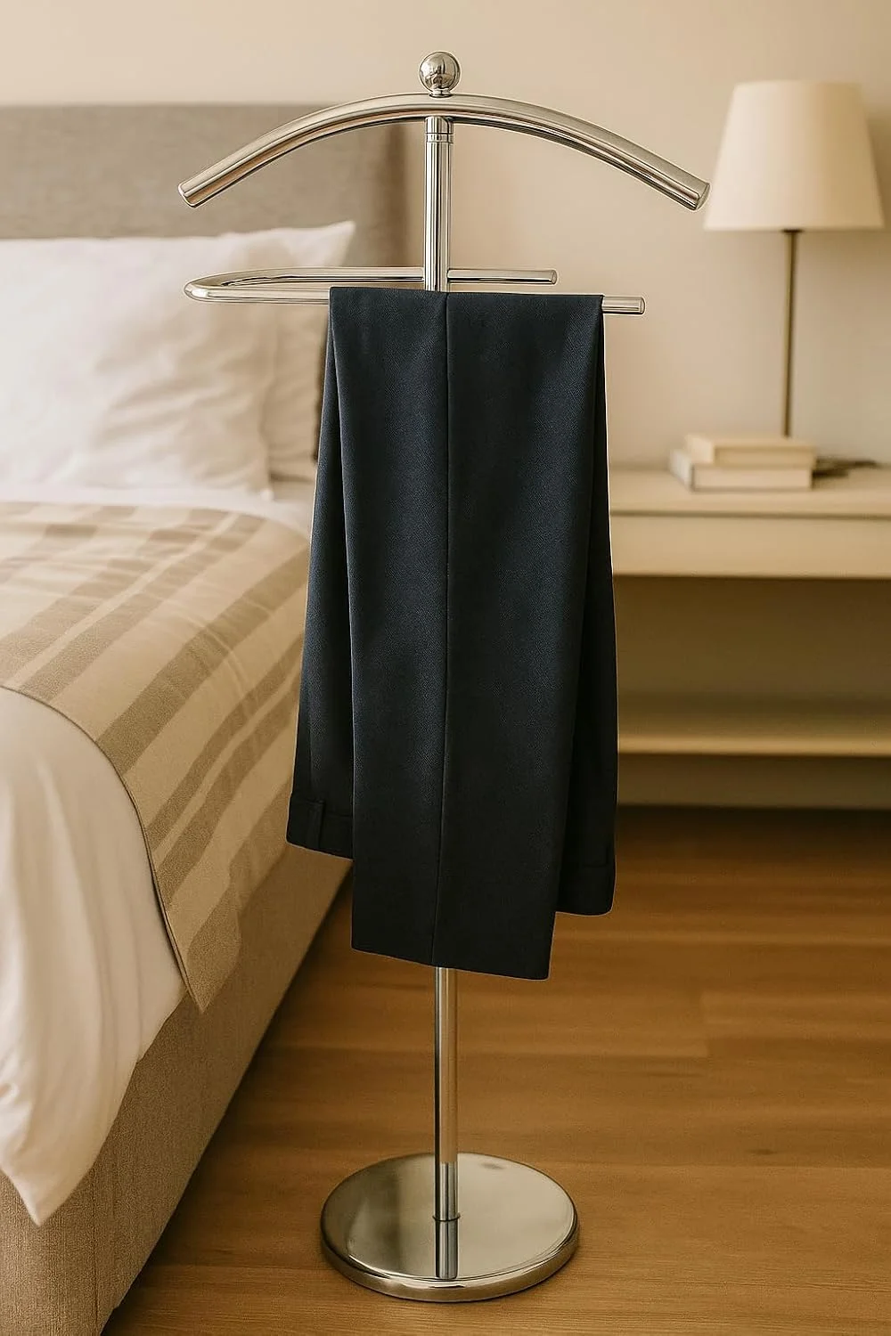 رخت آویز استیل King Home با روکش آینه ای، کروم، سایز: 45.6X28X119.5H