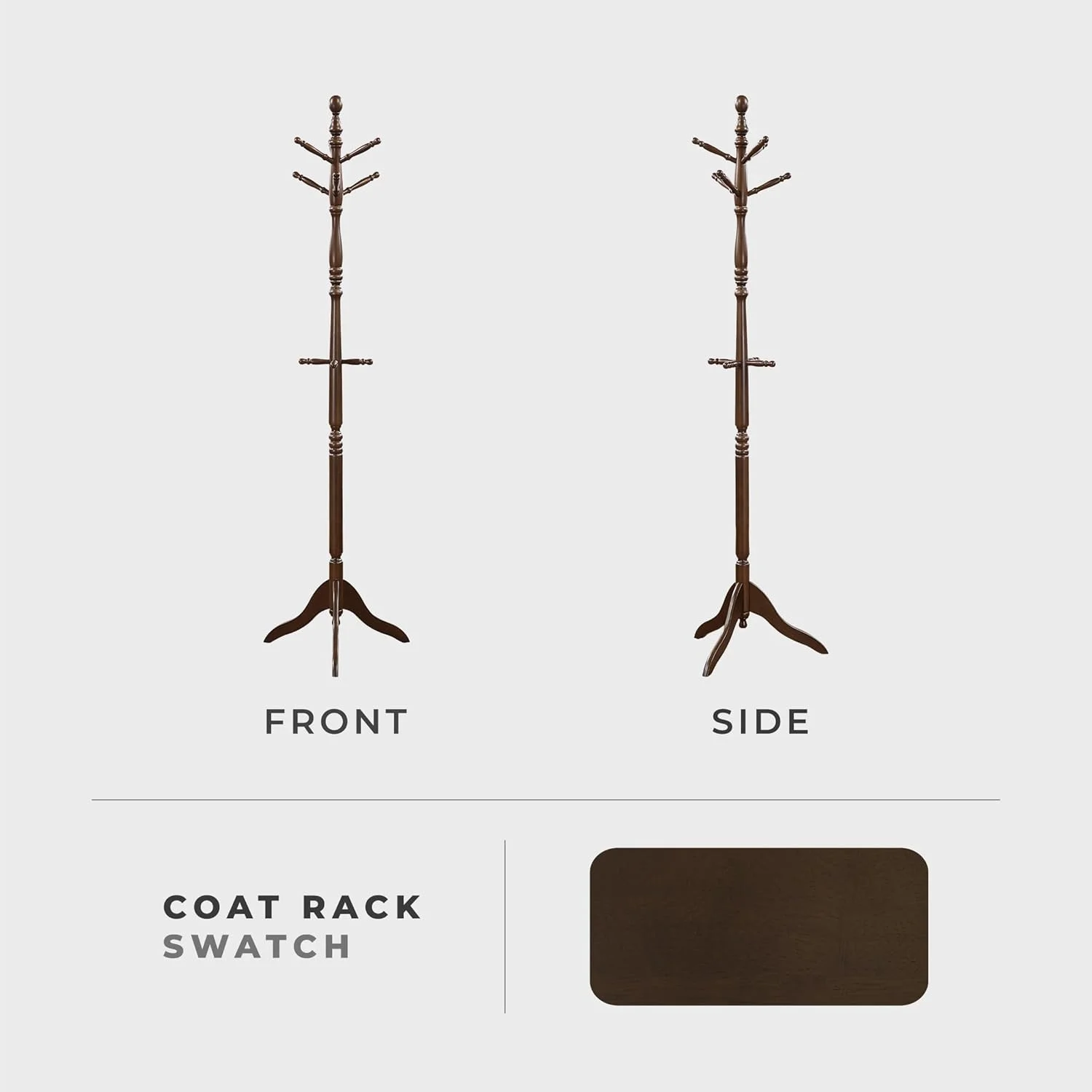 جالباسی ایستاده چوبی محکم لغتنامه با 10 آویز برای کلاه، شال گردن، کیف دستی، جالباسی چوبی 3 طبقه مستقل مناسب برای اتاق خواب، ورودی، راهرو، دفتر کار، قهوه ای تیره