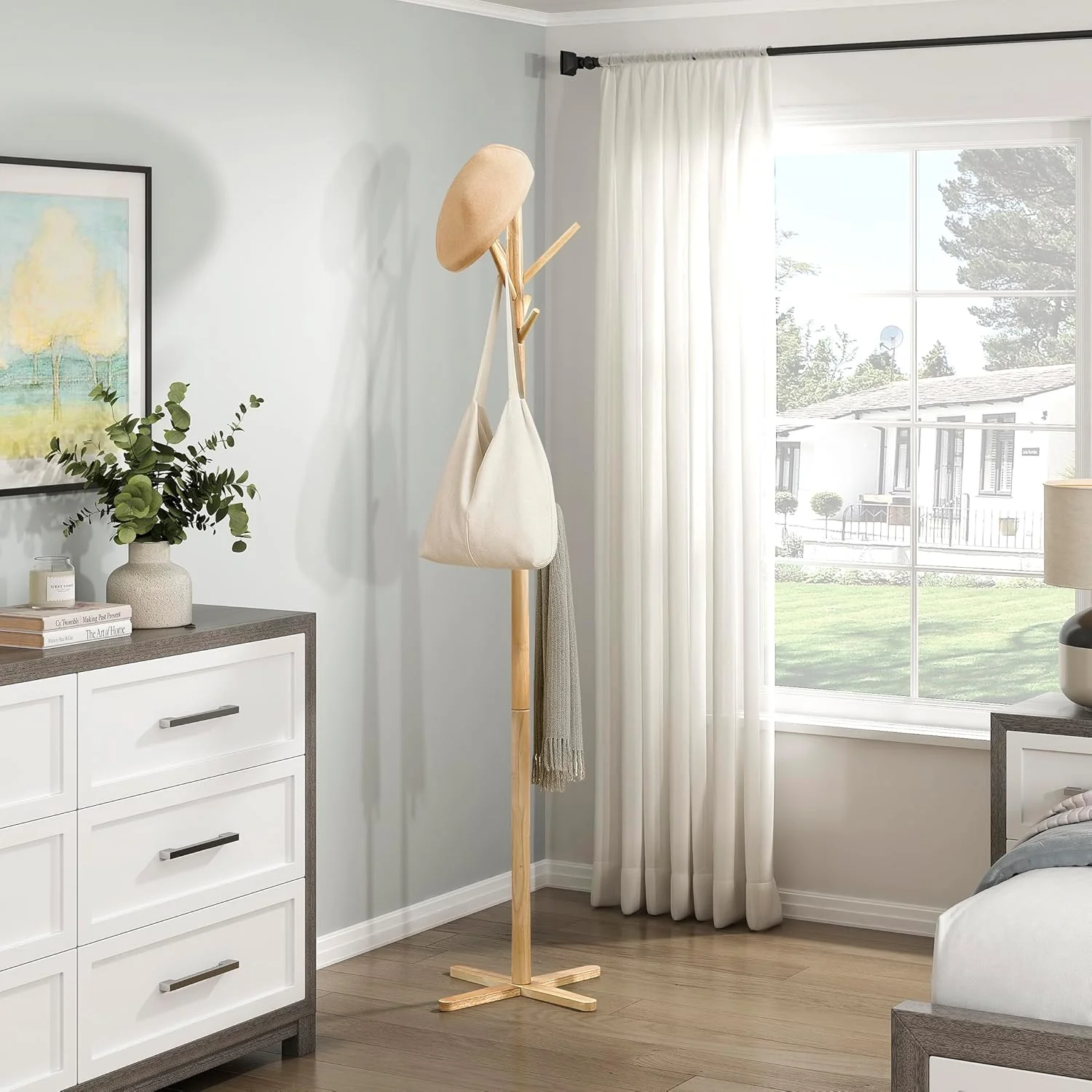 جالباسی ایستاده چوبی محکم لکسیون با 9 آویز برای کلاه، شال گردن، کیف دستی، جالباسی چوبی 3 طبقه مناسب اتاق خواب، ورودی، راهرو، دفتر کار، رنگ طبیعی جالباسی ایستاده چوبی محکم لکسیون با 9 آویز برای کلاه، شال گردن، کیف دستی، جالباسی چوبی 3 طبقه مناسب اتاق خواب، ورودی، راهرو، دفتر کار، رنگ طبیعی