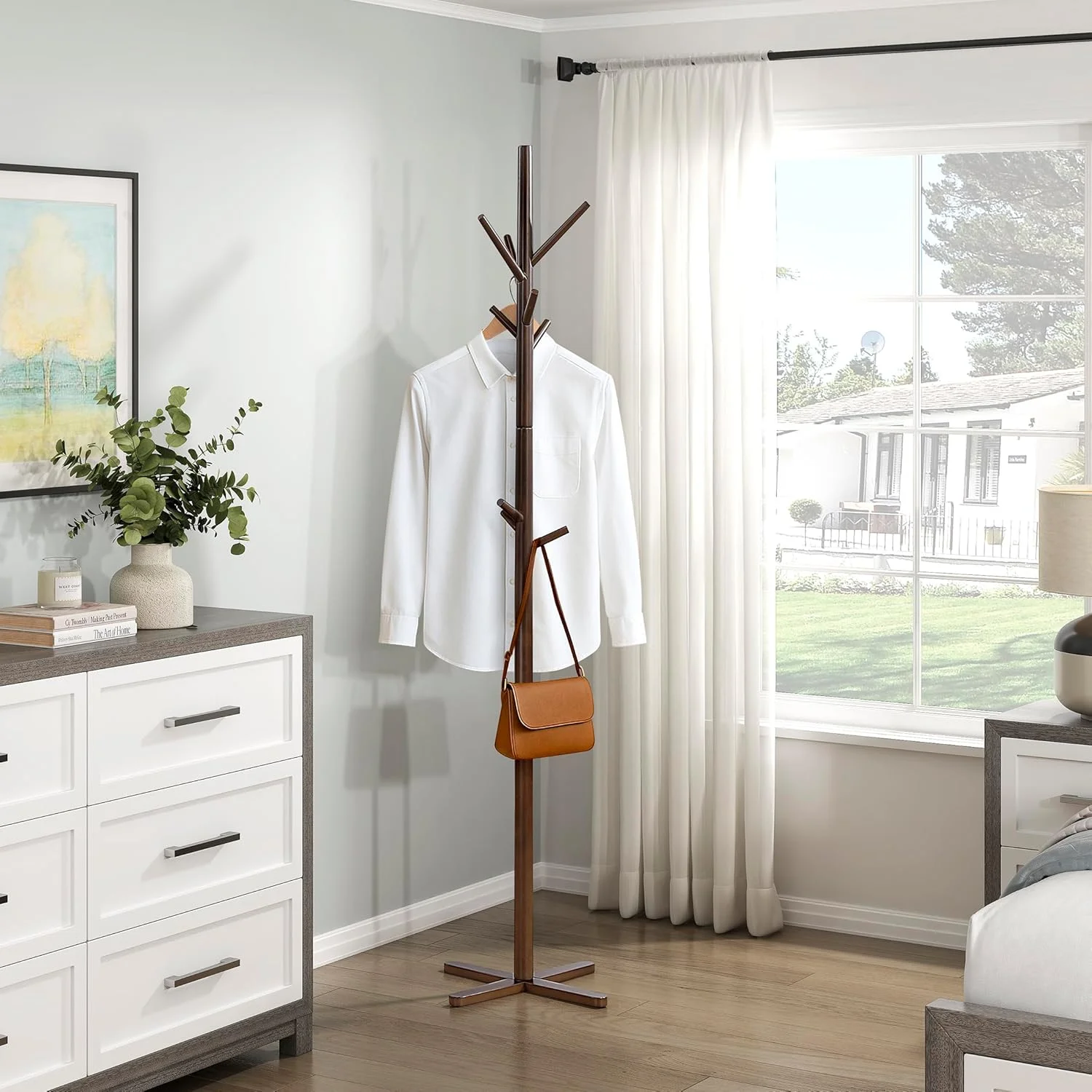 چوب لباسی ایستاده چوبی محکم لکسیکون با 9 آویز برای کلاه، شال گردن، کیف دستی، چوب لباسی چوبی 3 طبقه مستقل مناسب برای اتاق خواب، ورودی، راهرو، دفتر کار، قهوه ای تیره چوب لباسی ایستاده چوبی محکم لکسیکون با 9 آویز برای کلاه، شال گردن، کیف دستی، چوب لباسی چوبی 3 طبقه مستقل مناسب برای اتاق خواب، ورودی، راهرو، دفتر کار، قهوه ای تیره