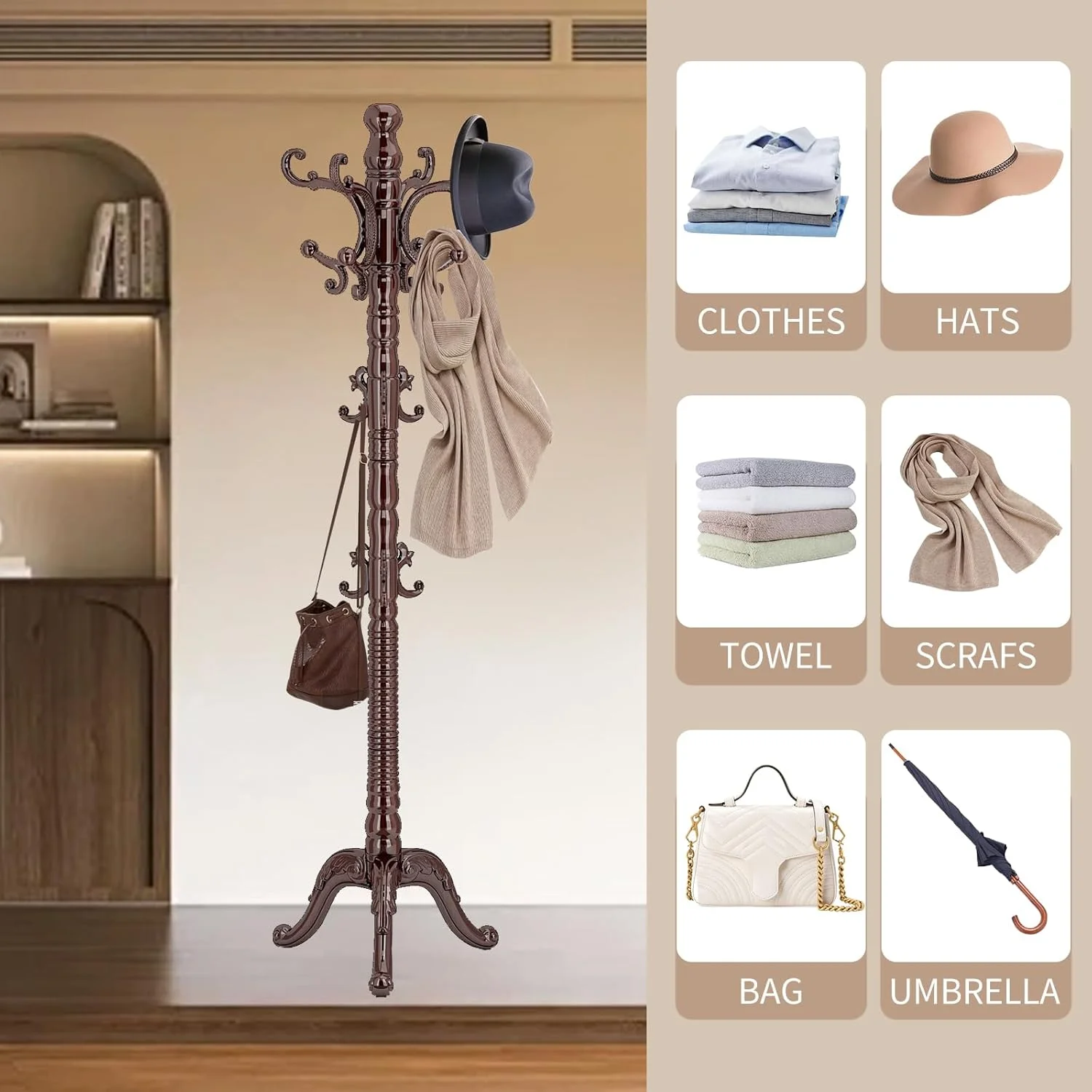 جالباسی ایستاده چوبی، جالباسی چوبی کلاسیک با پایه مثلثی محکم، جالباسی با 14 آویز، چوب توس طبیعی مناسب ورودی خانه، گوشه اداره و آویز لباس جالباسی ایستاده چوبی، جالباسی چوبی کلاسیک با پایه مثلثی محکم، جالباسی با 14 آویز، چوب توس طبیعی مناسب ورودی خانه، گوشه اداره و آویز لباس