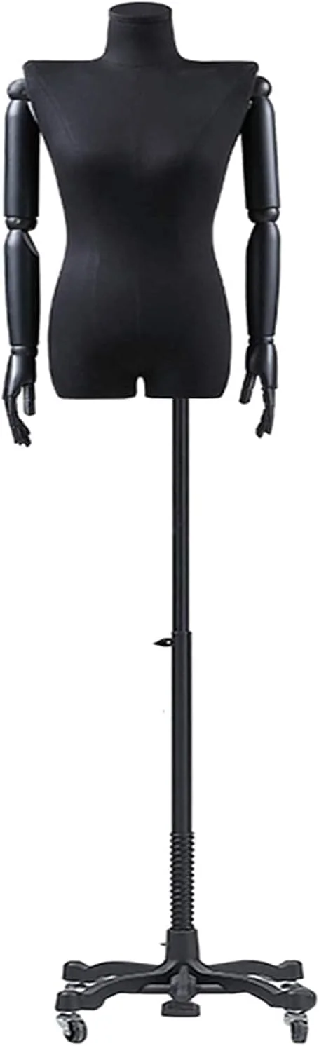 مانکن خیاطی، مانکن بالاتنه زنانه مشکی، مانکن + بازوها - سایز واحد