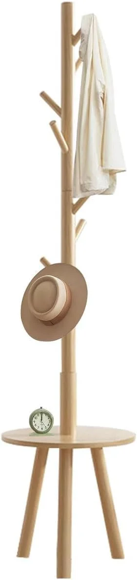 جالباسی ایستاده MedMad، جالباسی چوبی با ۸ آویز، مناسب برای ورودی، راهرو، اتاق خواب، دفتر کار (طبیعی)
