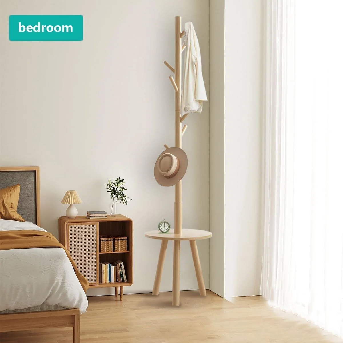 جالباسی ایستاده MedMad، جالباسی چوبی با ۸ آویز، مناسب برای ورودی، راهرو، اتاق خواب، دفتر کار (طبیعی) جالباسی ایستاده MedMad، جالباسی چوبی با ۸ آویز، مناسب برای ورودی، راهرو، اتاق خواب، دفتر کار (طبیعی)