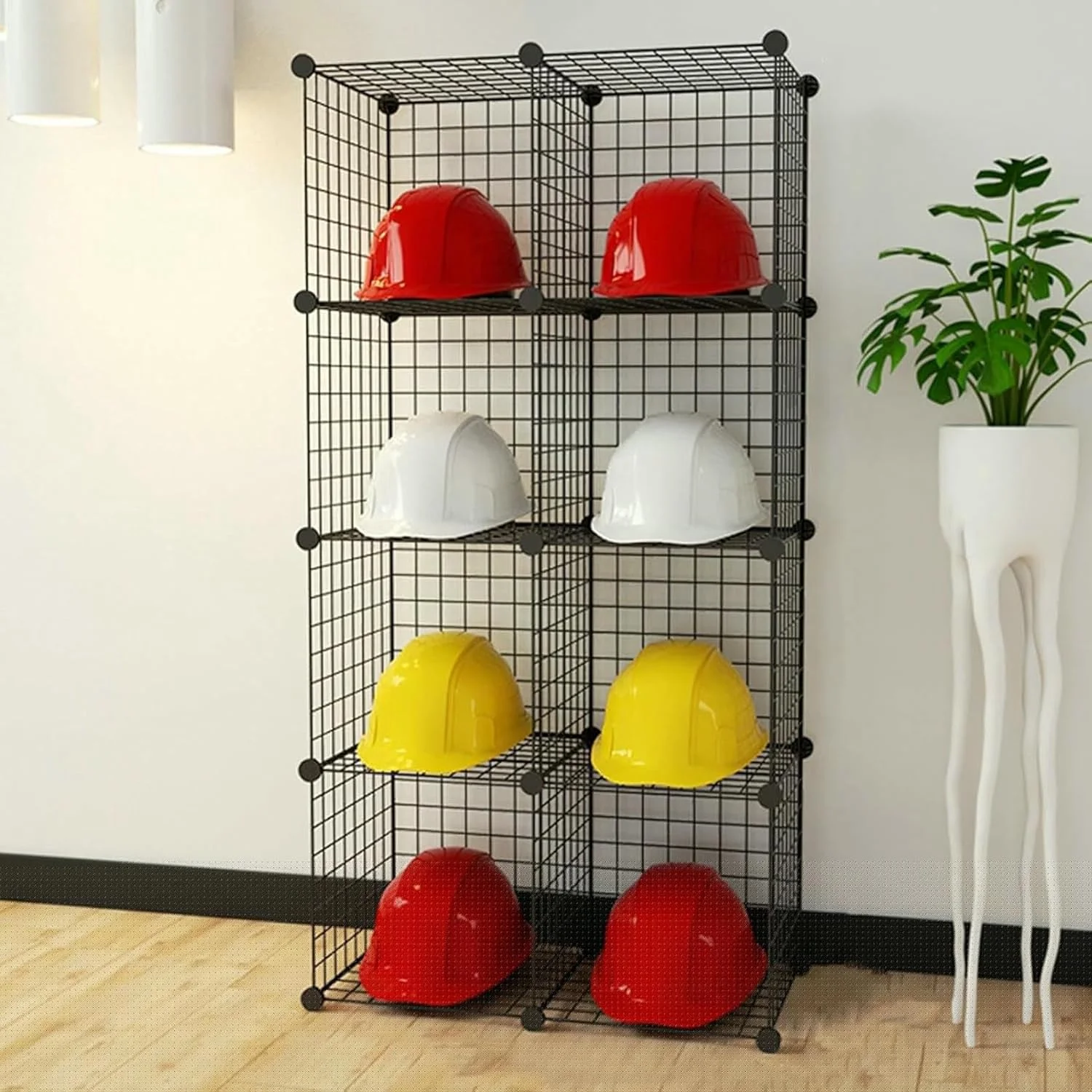 قفسه نمایش کلاه ایمنی فلزی - استند ایستاده با قفسه های قابل انباشتن - سازمان دهنده کلاه بیسبال و کلاه موتور سیکلت تجاری