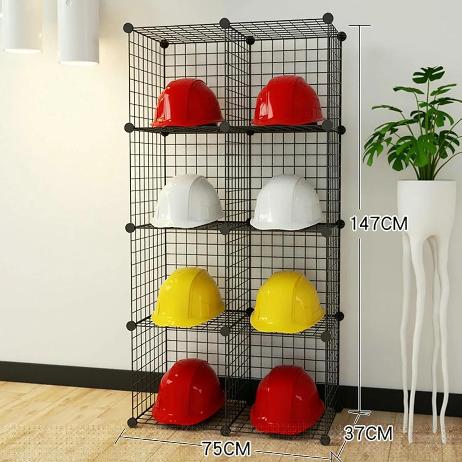 قفسه نمایش کلاه ایمنی فلزی - استند ایستاده با قفسه های قابل انباشتن - سازمان دهنده کلاه بیسبال و کلاه موتور سیکلت تجاری