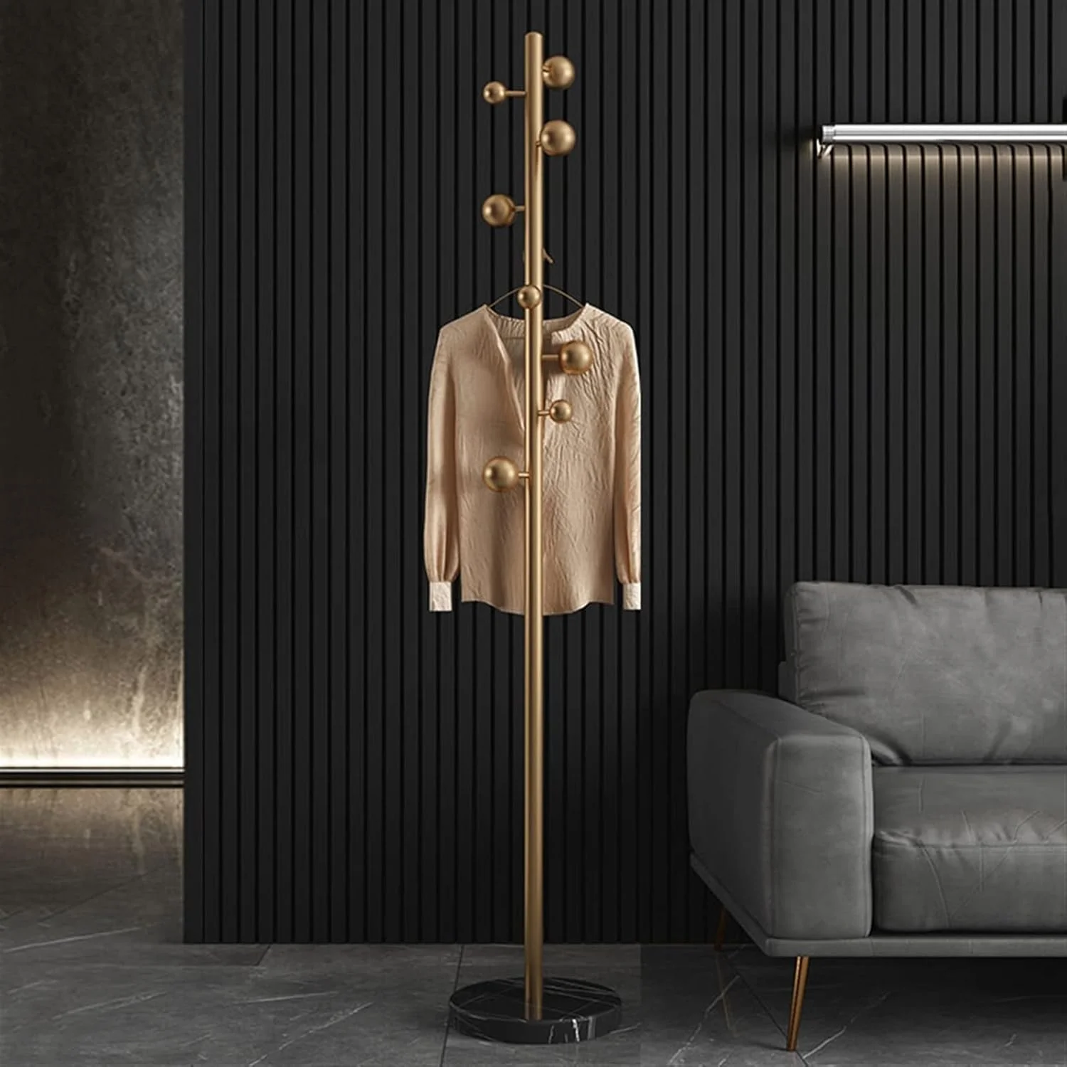 جالباسی فلزی ایستاده با ۹ آویز برای کت، کلاه و کیف - شیک و بادوام مناسب برای ورودی منزل، راهرو و نگهداری وسایل اداری جالباسی فلزی ایستاده با ۹ آویز برای کت، کلاه و کیف - شیک و بادوام مناسب برای ورودی منزل، راهرو و نگهداری وسایل اداری