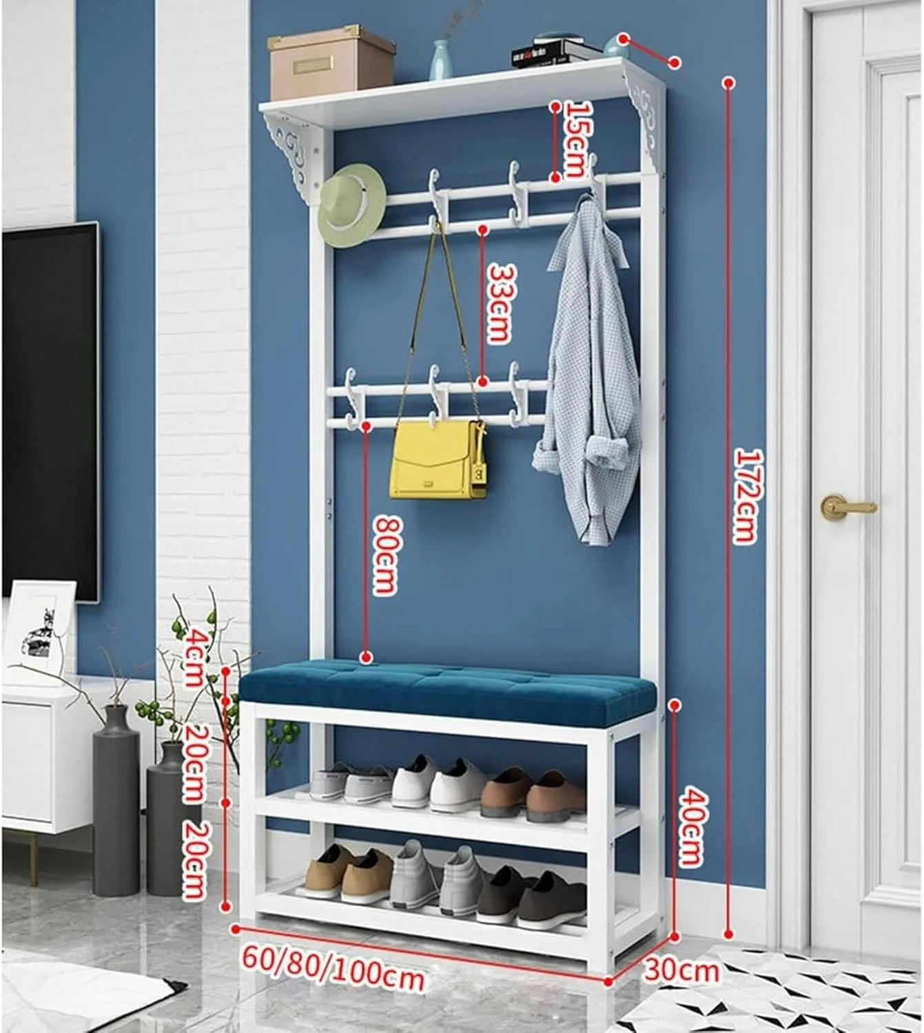 رخت آویز فلزی مقاوم با میله های آویز لباس، قفسه کفش، مناسب برای کت، کلاه و کیف، رنگ مشکی، 80 سانتی متر (سفید A-100 سانتی متر) رخت آویز فلزی مقاوم با میله های آویز لباس، قفسه کفش، مناسب برای کت، کلاه و کیف، رنگ مشکی، 80 سانتی متر (سفید A-100 سانتی متر)