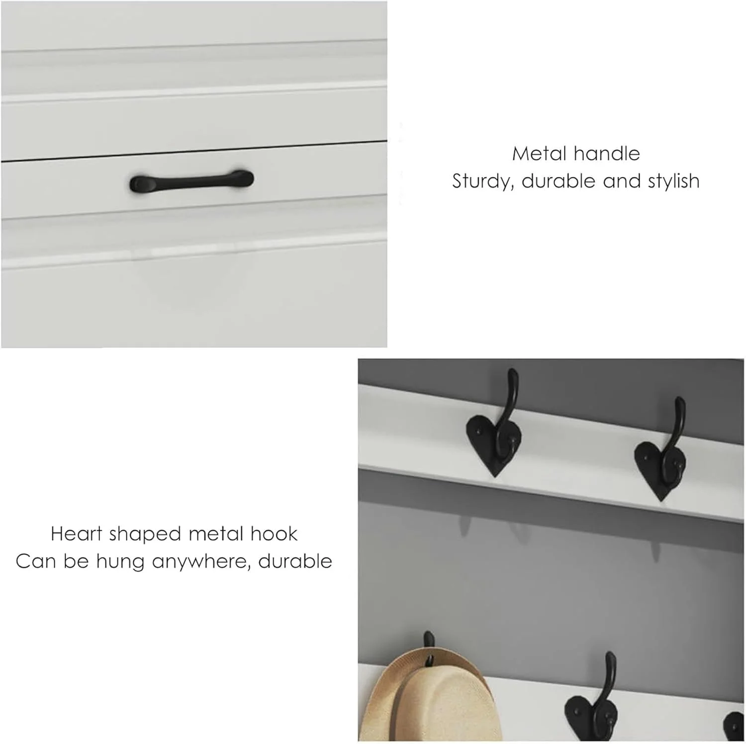 جالباسی مدرن سفید با کشو برای نگهداری کفش و قلاب های فلزی برای آویزان کردن لباس، چند منظوره مناسب ورودی اتاق نشیمن و لابی (D-70X17X208Cm) جالباسی مدرن سفید با کشو برای نگهداری کفش و قلاب های فلزی برای آویزان کردن لباس، چند منظوره مناسب ورودی اتاق نشیمن و لابی (D-70X17X208Cm)