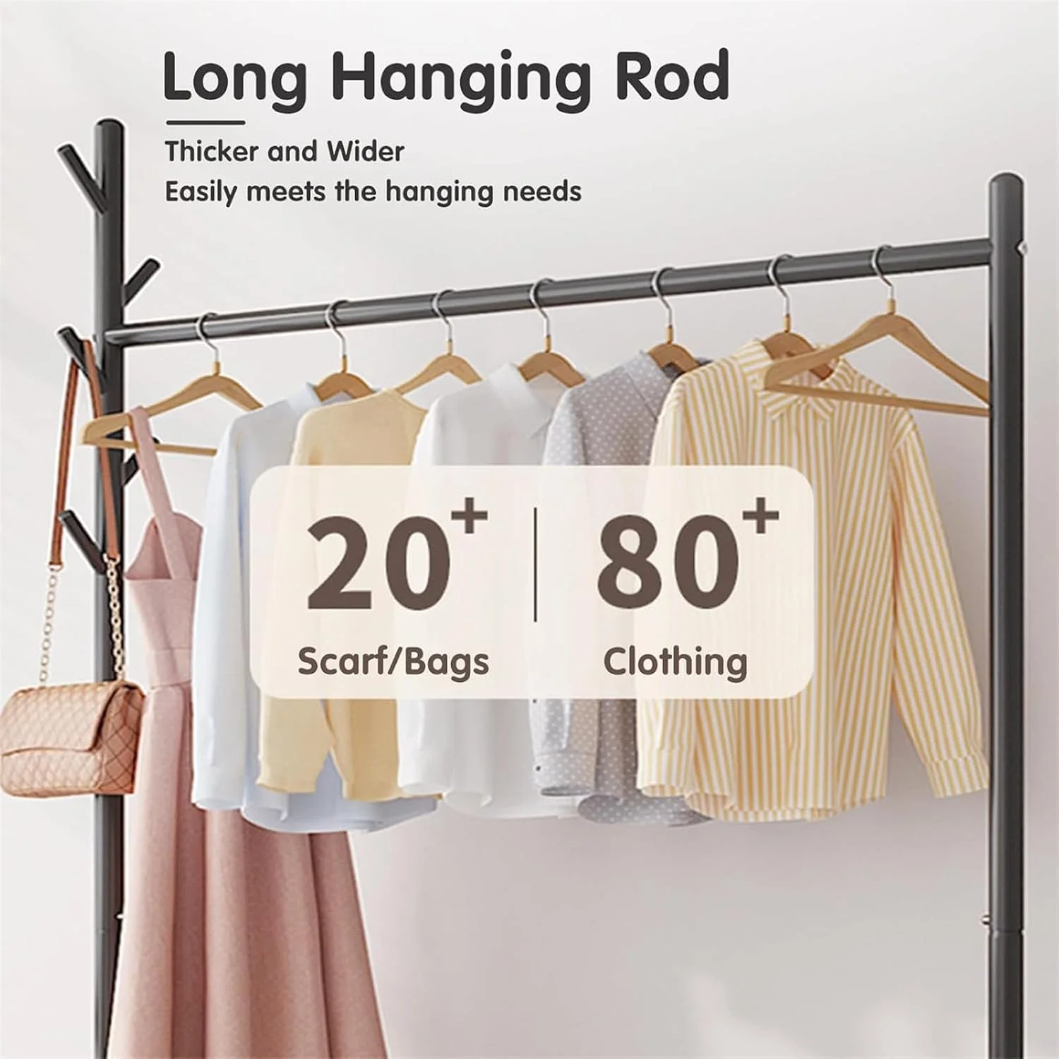 رگال لباس فلزی متحرک MOTIM با چرخ‌های 360 درجه، سازمان‌دهنده لباس با قفسه‌های زیرین، سبد و 4 آویز برای لباس، کلاه و کیف (مشکی، 120 * 35 * 176 سانتی‌متر)