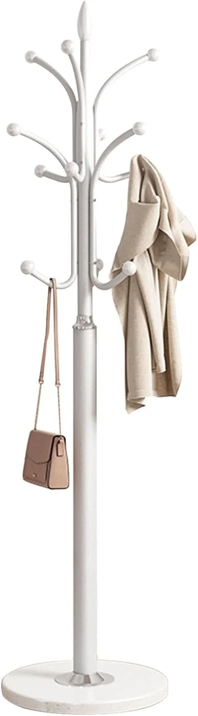 چوب لباسی ایستاده فلزی مدرن با پایه مرمر - دارای 13 آویز برای لباس، کیف، ژاکت و کلاه - مناسب برای ورودی و اتاق خواب (سفید) چوب لباسی ایستاده فلزی مدرن با پایه مرمر - دارای 13 آویز برای لباس، کیف، ژاکت و کلاه - مناسب برای ورودی و اتاق خواب (سفید)