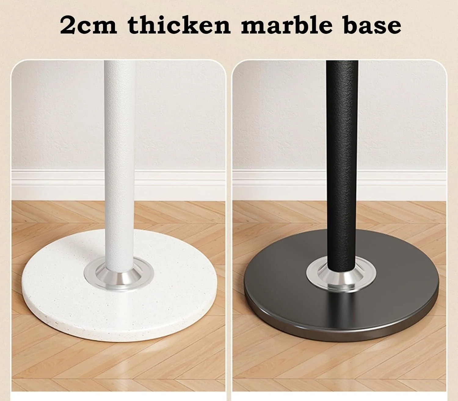 چوب لباسی ایستاده فلزی مدرن با پایه مرمر - دارای 13 آویز برای لباس، کیف، ژاکت و کلاه - مناسب برای ورودی و اتاق خواب (سفید)