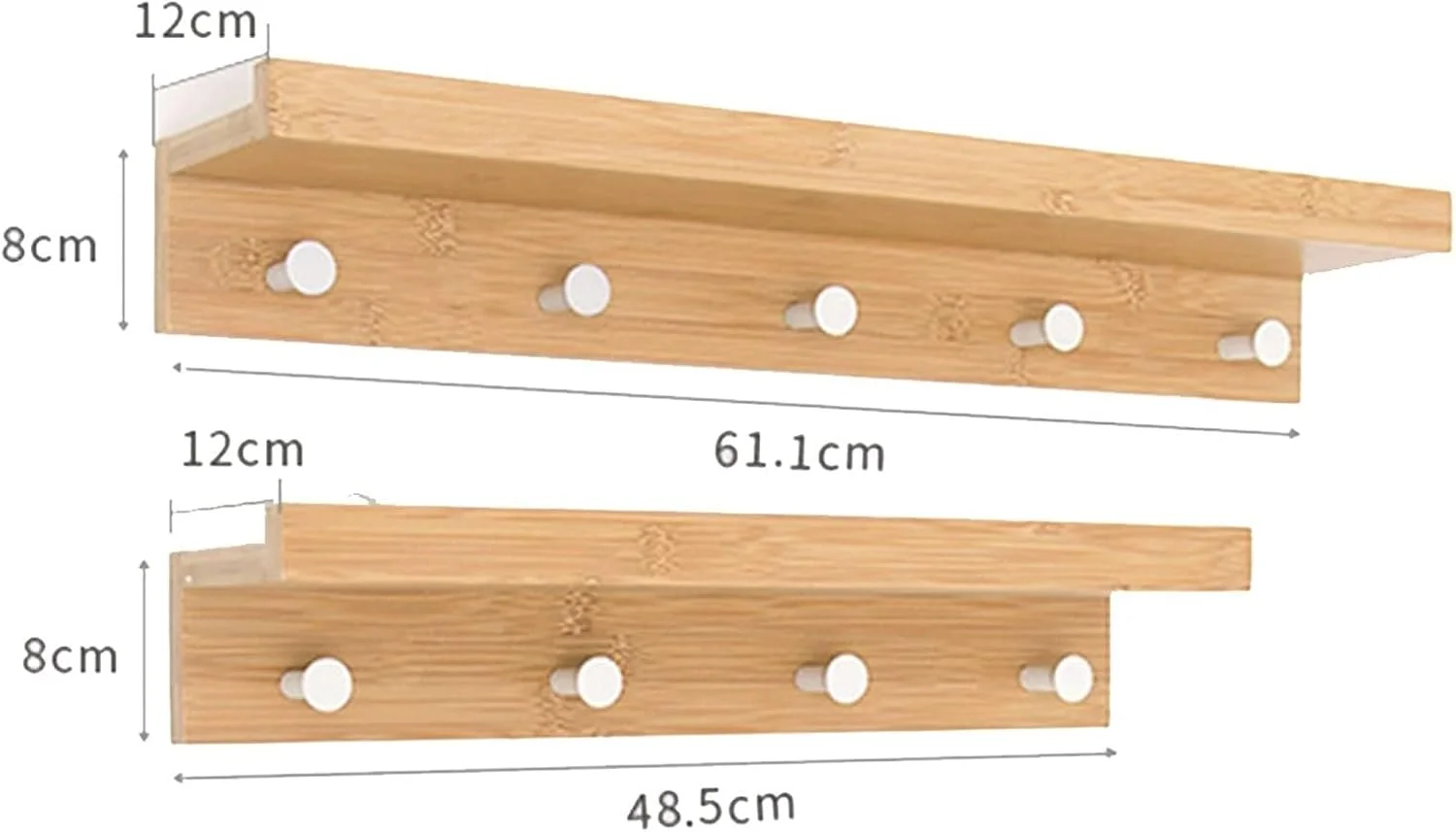 جالباسی دیواری با قفسه و آویز، نصب و تمیز کردن آسان، طراحی روستیک برای راهرو، حمام، اتاق خواب با 5 آویز