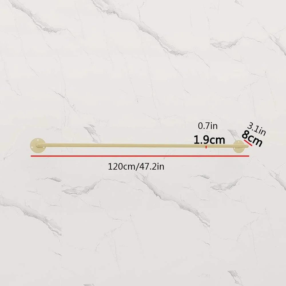 چوب لباسی دیواری فلزی مدرن، رگال لباس لوله ای صنعتی روستیک، میله لباس لوله ای صنعتی، راحت و بادوام، نصب آسان، طلایی، C-120CM/47.2in