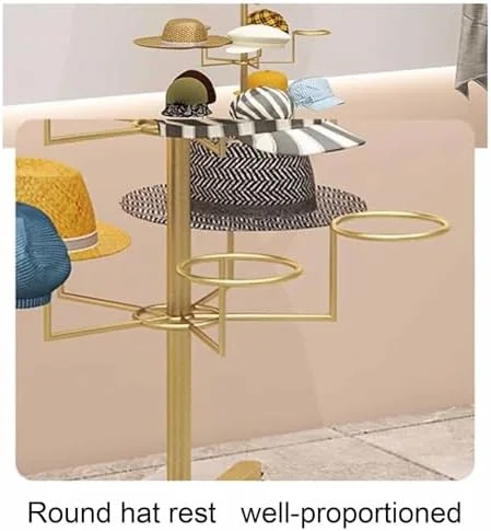 استند کلاه متحرک، استند چرخشی کلاه فروشگاهی، آویز کلاه فلزی ایستاده با چرخ برای کلاه گیس، کلاه کپ، کلاه بیسبال