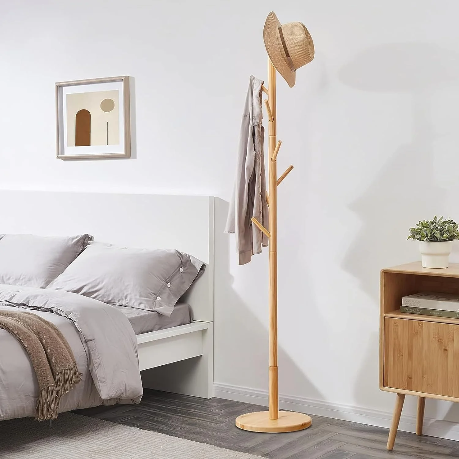 چوب لباسی ایستاده چوبی، آویز لباس، چوب لباسی چوبی جامد برای لباس/کیف/کلاه، صرفه جویی در فضا برای ورودی، اتاق خواب، دفتر، مکان های باریک چوب لباسی ایستاده چوبی، آویز لباس، چوب لباسی چوبی جامد برای لباس/کیف/کلاه، صرفه جویی در فضا برای ورودی، اتاق خواب، دفتر، مکان های باریک