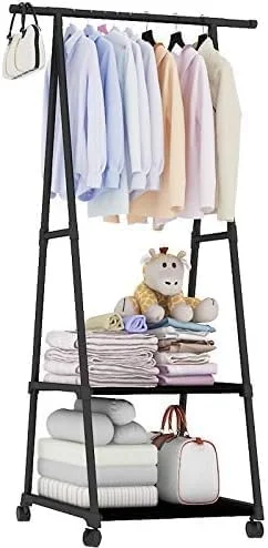 رخت آویز چند منظوره مثلثی با چرخ و قابلیت جابجایی مناسب اتاق خواب (رنگ: سفید)