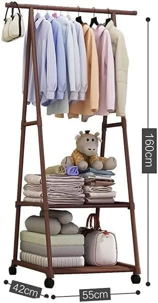 رگال لباس چند منظوره مثلثی با چرخ متحرک، مناسب اتاق خواب و آویز لباس ایستاده