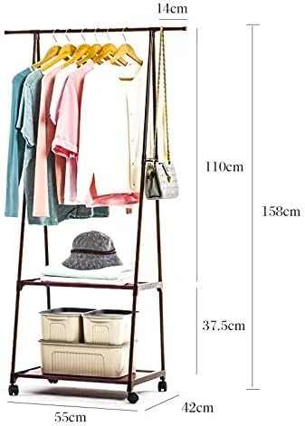 چوب لباسی چند منظوره مثلثی با چرخ و قابلیت جابجایی مناسب اتاق خواب (رنگ: سفید)