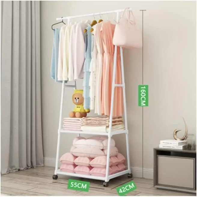 رگال لباس چند منظوره مثلثی با چرخ متحرک، مناسب اتاق خواب و آویز لباس ایستاده