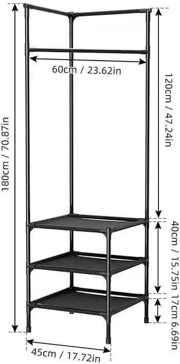 رگال گوشه چند منظوره - آویز لباس ایستاده با قفسه فلزی جداشدنی برای سازماندهی کارآمد و صرفه جویی در فضا (خاکستری روشن D) رگال گوشه چند منظوره - آویز لباس ایستاده با قفسه فلزی جداشدنی برای سازماندهی کارآمد و صرفه جویی در فضا (خاکستری روشن D)