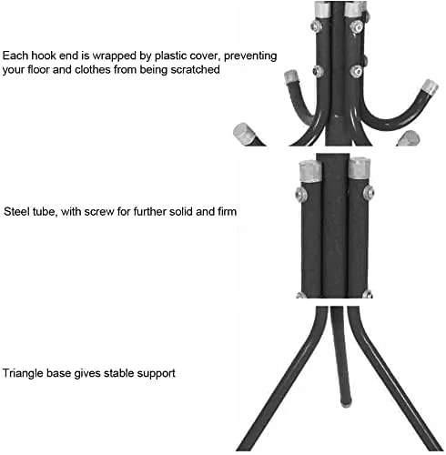 آویز لباس، کلاه و کیف چند شاخه فلزی، مشکی