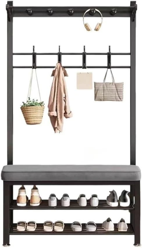 نیمکت ورودی چند منظوره و ساده منزل با صندلی تعویض لباس، ایوان، محل نگهداری لباس، کفش، جاکفشی ایستاده با فضای ذخیره سازی (60 سانتی متر)