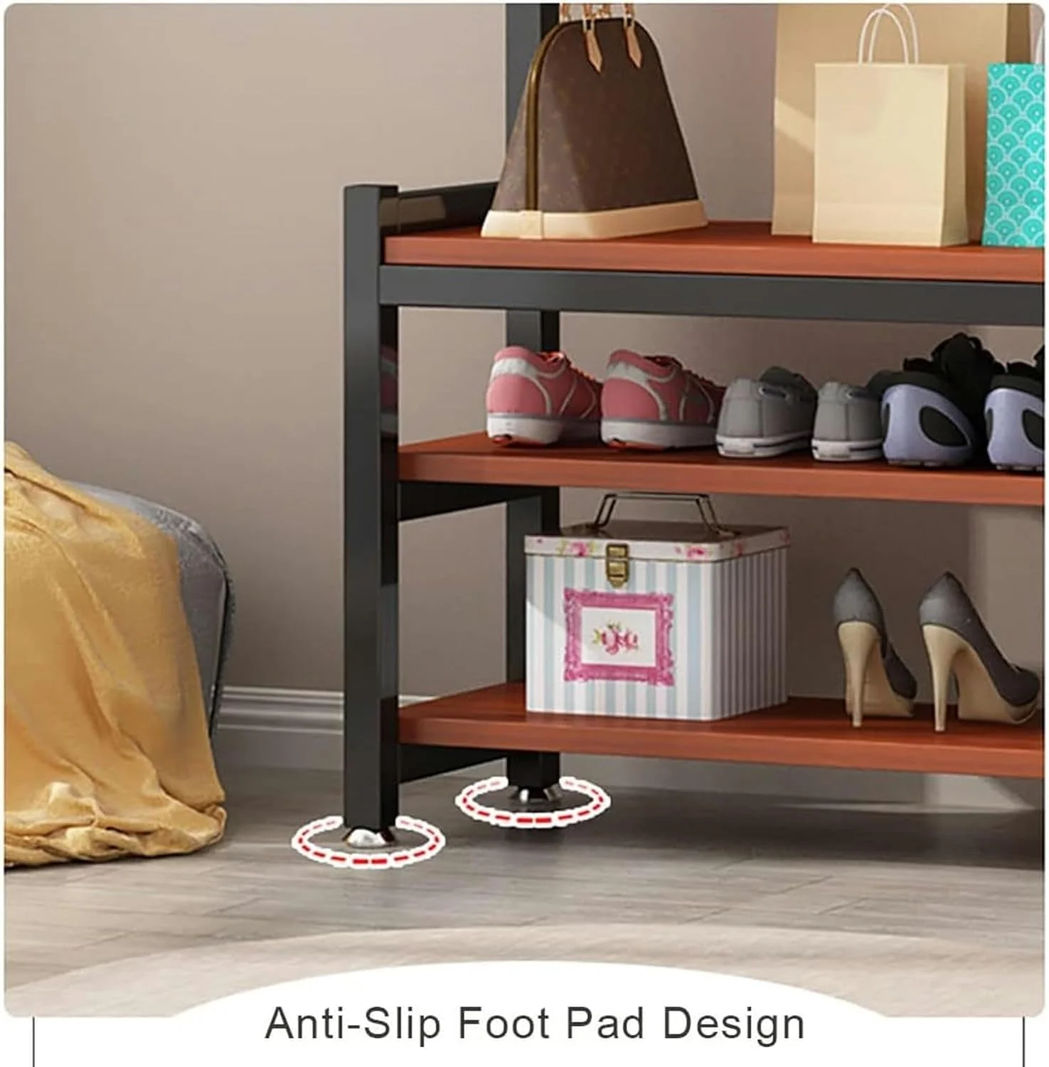 جالباسی فلزی، چند منظوره برای راهرو، دارای نشیمن، چوب لباسی با 4 قلاب قابل جابجایی، ارتفاع 180 سانتی متر، طراحی صنعتی، رنگ مشکی (E-60X30X180Cm) جالباسی فلزی، چند منظوره برای راهرو، دارای نشیمن، چوب لباسی با 4 قلاب قابل جابجایی، ارتفاع 180 سانتی متر، طراحی صنعتی، رنگ مشکی (E-60X30X180Cm)